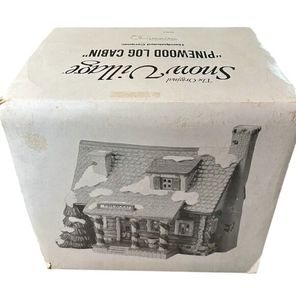 Dept 56 Snow Village Pinewood Log Cabin 1989 Lighted #5150-0 w/Orig Box & Cord - Picture 6 of 11